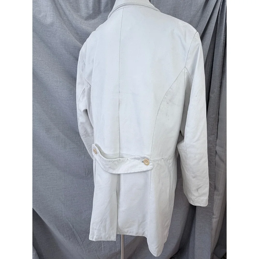 Terry Lewis Classic Luxuries White Genuine Leather Long Coat Size 1X - Picture 9 of 13